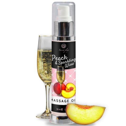 oLEO DE MASSAGEM SECRETPLAY PeSSEGO E VINHO ESPUMANTE 50 ML