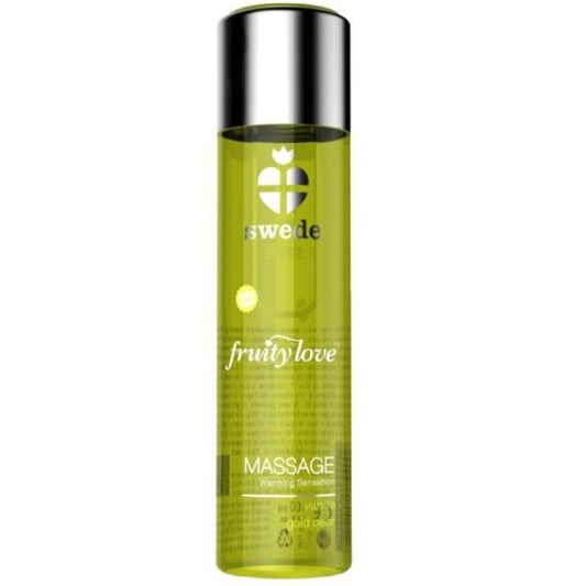 SUEDE FRUITY LOVE EFEITO AQUECENTE oLEO DE MASSAGEM BAUNILHA E DOURADO PeRA 60 ML