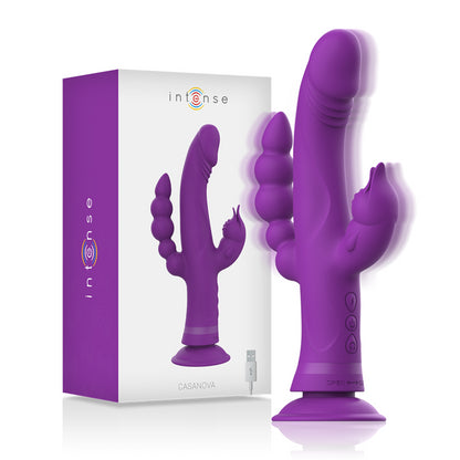 INTENSE CASANOVA VIBRATOR RABBIT SILICONE TRIPLE ENGINE PURPLE