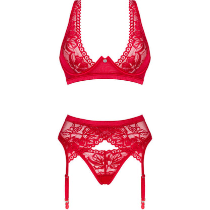 OBSESSIVE LACELOVE SET TRES PIEZAS ROJO XS S