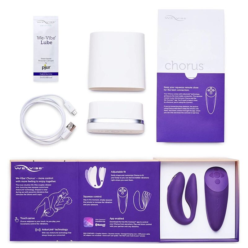 VIBRADOR WE VIBE CHORUS CASAIS COM SQUEEZE CONTROL ROXO