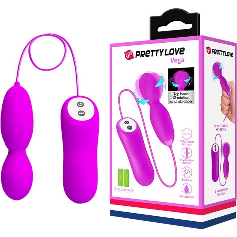 PRETTY LOVE VEGA ROTATION AND VIBRATION MASSAGER WITH 12 FUNCTIONS FUCHSIA