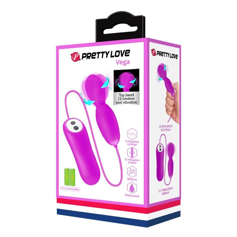 PRETTY LOVE VEGA ROTATION AND VIBRATION MASSAGER WITH 12 FUNCTIONS FUCHSIA