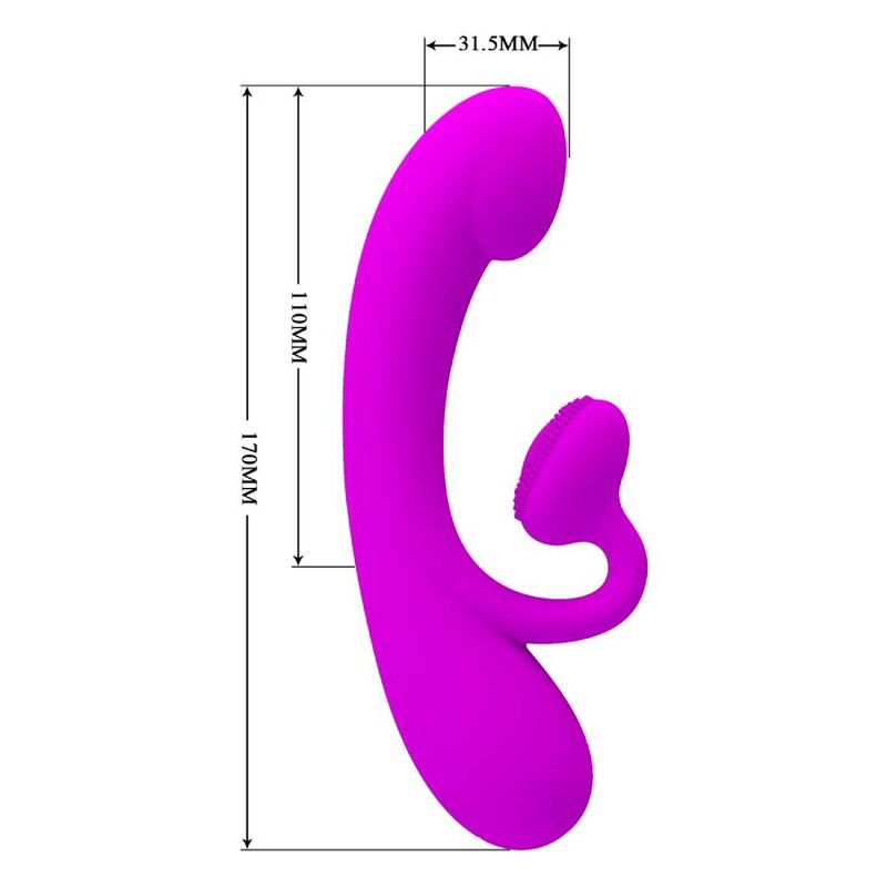 PRETTY LOVE SINCERE SILICONE VIBRATOR AND STIMULATOR PURPLE