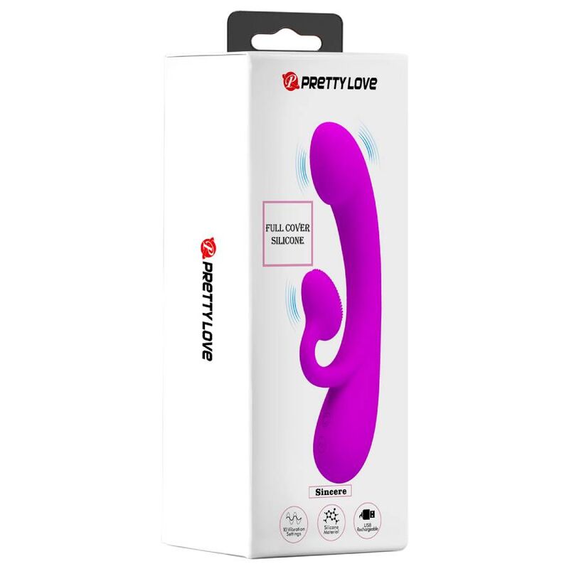 PRETTY LOVE SINCERE SILICONE VIBRATOR AND STIMULATOR PURPLE