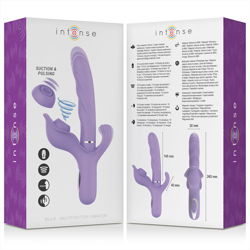 INTENSO BILLIE MULTIFUNyaO VIBRADOR RECARREGaVEL SUCyaO E PULSAyaO ROXO