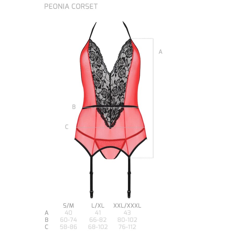 PASSION PEONIA CORSET EROTIC LINE ROJO S M