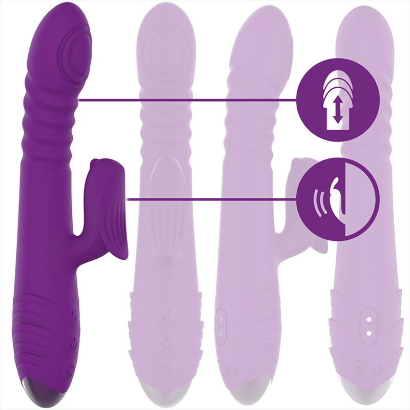 INTENSO VIBRADOR RECARREGaVEL MULTIFUNyaO IGGY PARA CIMA E PARA BAIXO COM ESTIMULADOR CLIToRICO ROXO