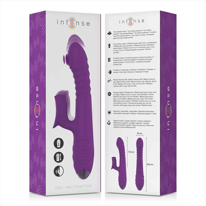 INTENSO VIBRADOR RECARREGaVEL MULTIFUNyaO IGGY PARA CIMA E PARA BAIXO COM ESTIMULADOR CLIToRICO ROXO