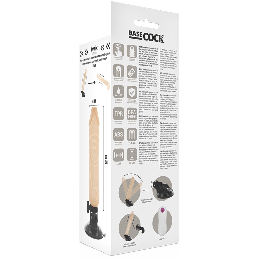 BASECOCK VIBRADOR REALISTICO CONTROL REMOTO NATURAL 20 CM