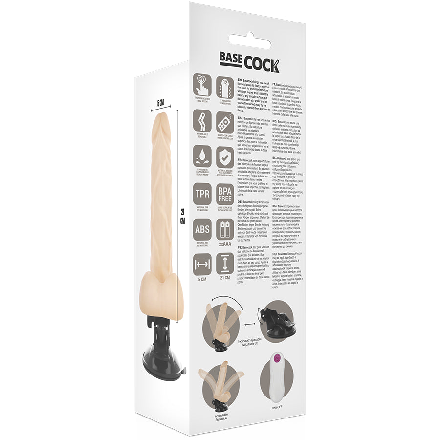 BASECOCK VIBRADOR ARTICULABLE CONTROL REMOTO NATURAL 21 CM