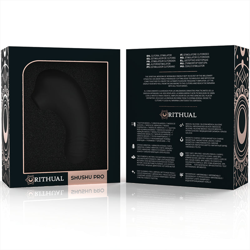 RITHUAL ESTIMULADOR SHUSHU PRO CLITORAL 2 MOTORES POTENTES AQUA PRETO