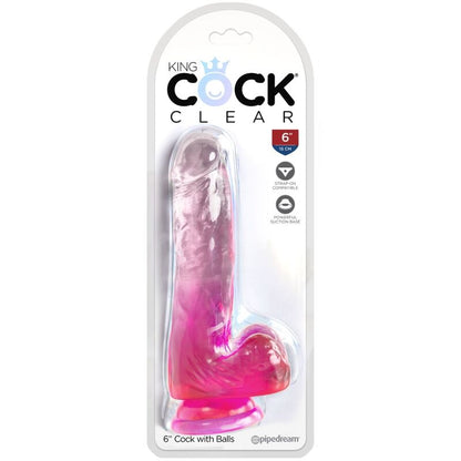 KING COCK CLEAR PeNIS REALISTA COM BOLAS 135 CM ROSA