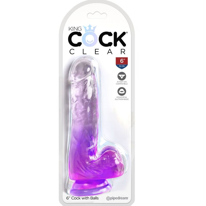 KING COCK CLEAR PeNIS REALISTA COM BOLAS 135 CM ROXO