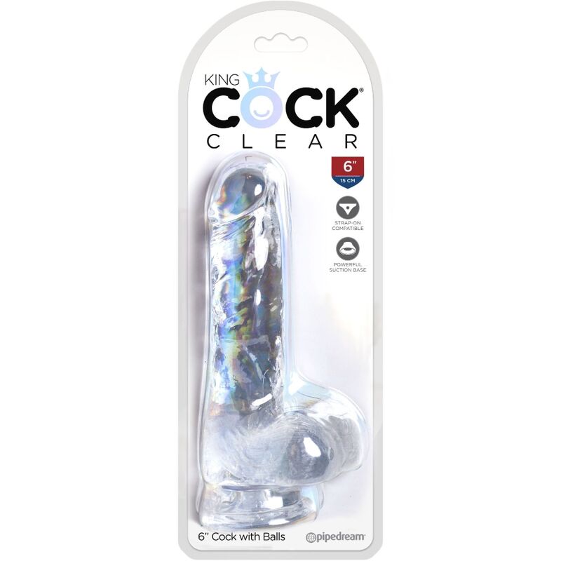 KING COCK CLEAR PeNIS REALISTA COM BOLAS 135 CM TRANSPARENTE