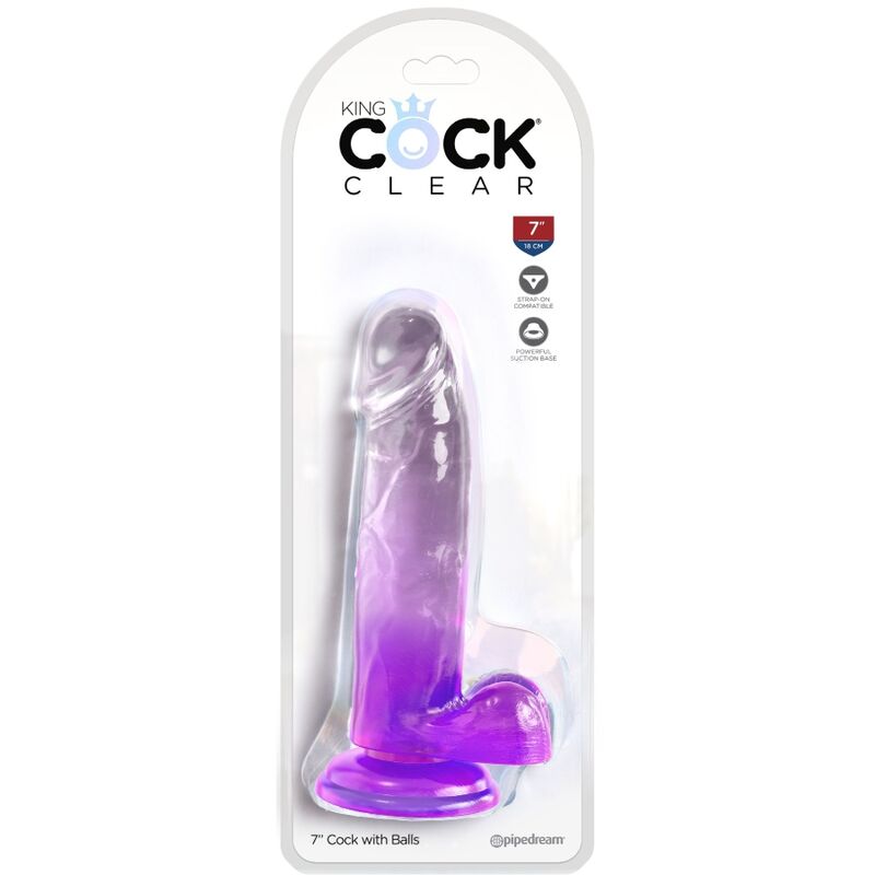 KING COCK CLEAR PeNIS REALISTA COM BOLAS 152 CM ROXO