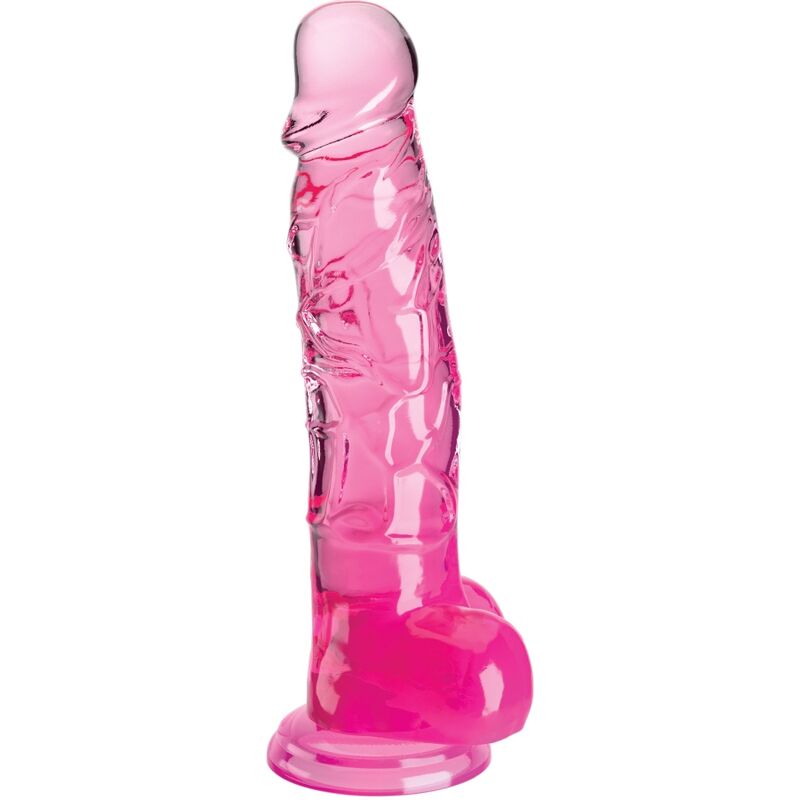 KING COCK CLEAR PeNIS REALISTA COM BOLAS 165 CM ROSA