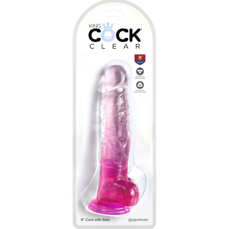 KING COCK CLEAR PeNIS REALISTA COM BOLAS 165 CM ROSA