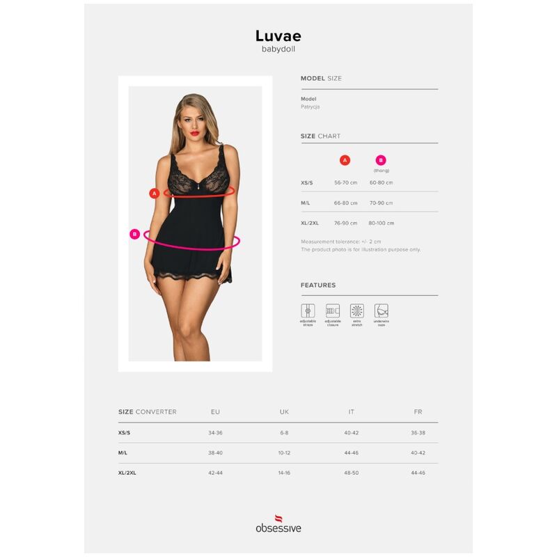 OBSESSIVE LUVAE BABYDOLL E TANGA PRETO XS S