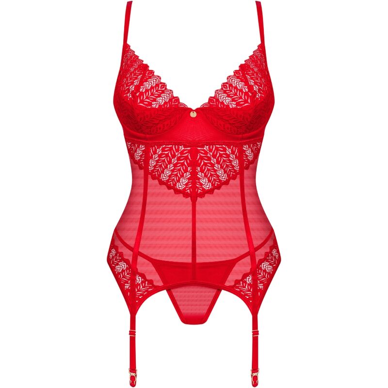 OBSESSIVE INGRIDIA CORSET TANGA ROJO XS S