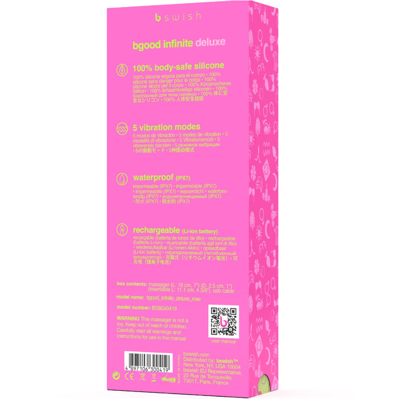 B SWISH BGOOD INFINITE DELUXE VIBRADOR RECARGABLE SILICONA ROSA