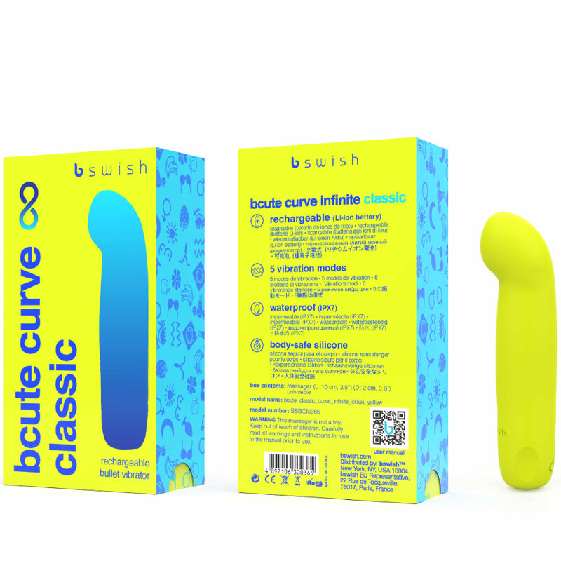 B SWISH BCUTE CURVE INFINITE CLASSIC VIBRADOR RECARGABLE SILICONA AMARILLO