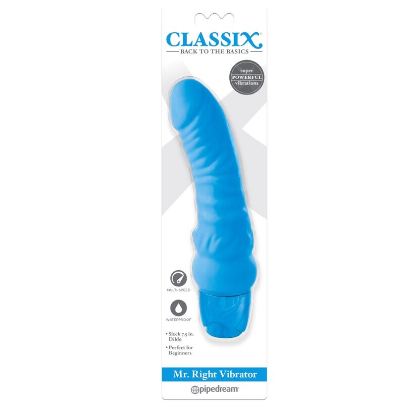 CLASSIX DILDO VIBRANTE MR RIGHT MULTI SPEED 155 CM AZUL