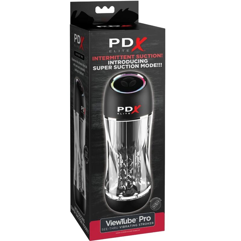 PDX ELITE MASTURBADOR VIBRADOR TRANSPARENTE STROKER VIEWTUBE PRO