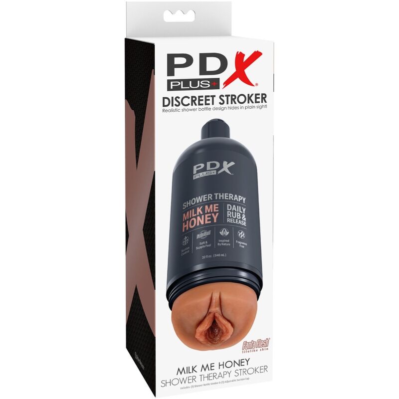 PDX PLUS MASTURBADOR DE STROKER DE DESIGN DISCRETO COM GARRAFA DE SHAMPOO MILK ME HONEY CANDY