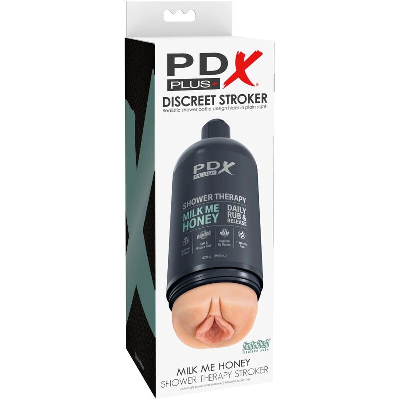 PDX PLUS MASTURBADOR DE STROKER DE DESIGN DISCRETO COM GARRAFA DE SHAMPOO DE MEL MILK ME