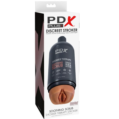 PDX PLUS MASTURBADOR DE STROKER DE DESIGN DISCRETO COM FRASCOS DE SHAMPOO ESFREGANTE CALMANTE CARAMELO