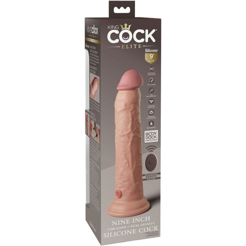 KING COCK ELITE VIBRADOR REALiSTICO E DILDO DE SILICONE CONTROLE REMOTO 23 CM