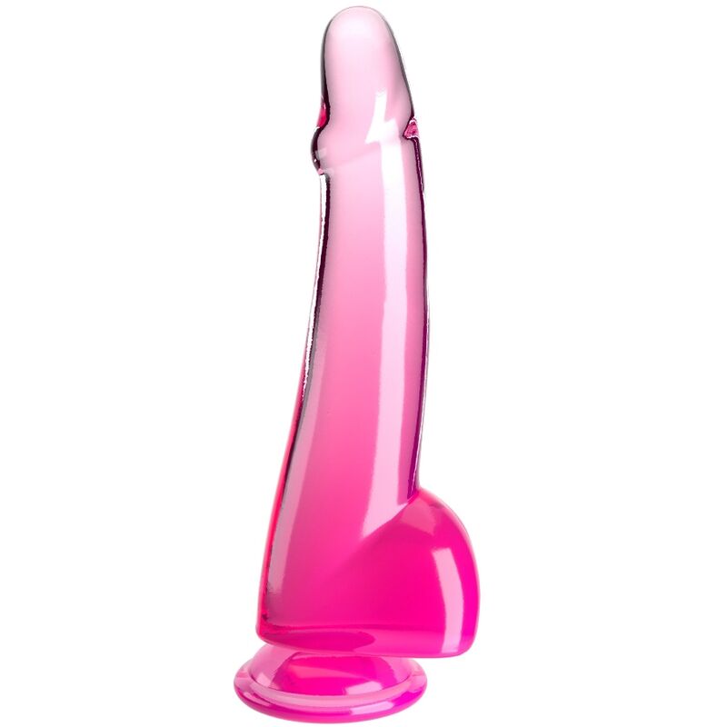 KING COCK CLEAR DILDO COM TESTiCULOS 19 CM ROSA