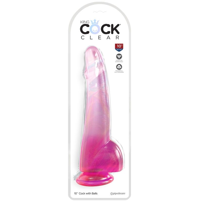 KING COCK CLEAR DILDO COM TESTiCULOS 19 CM ROSA