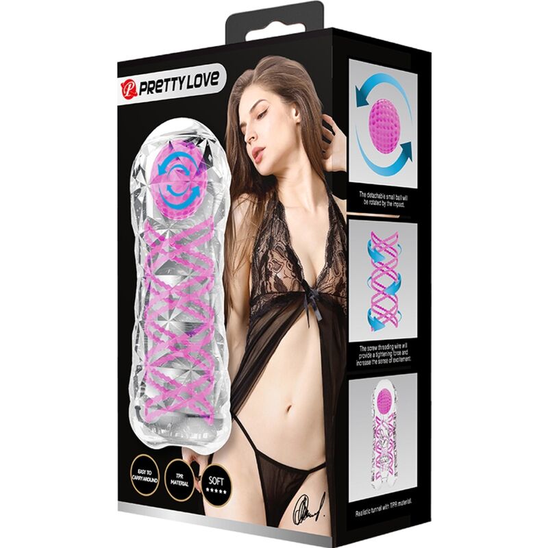 PRETTY LOVE MASTURBADOR MASCULINO FANTASY ESPIRAL INTERNA Y BOLAS TRANSPARENTE