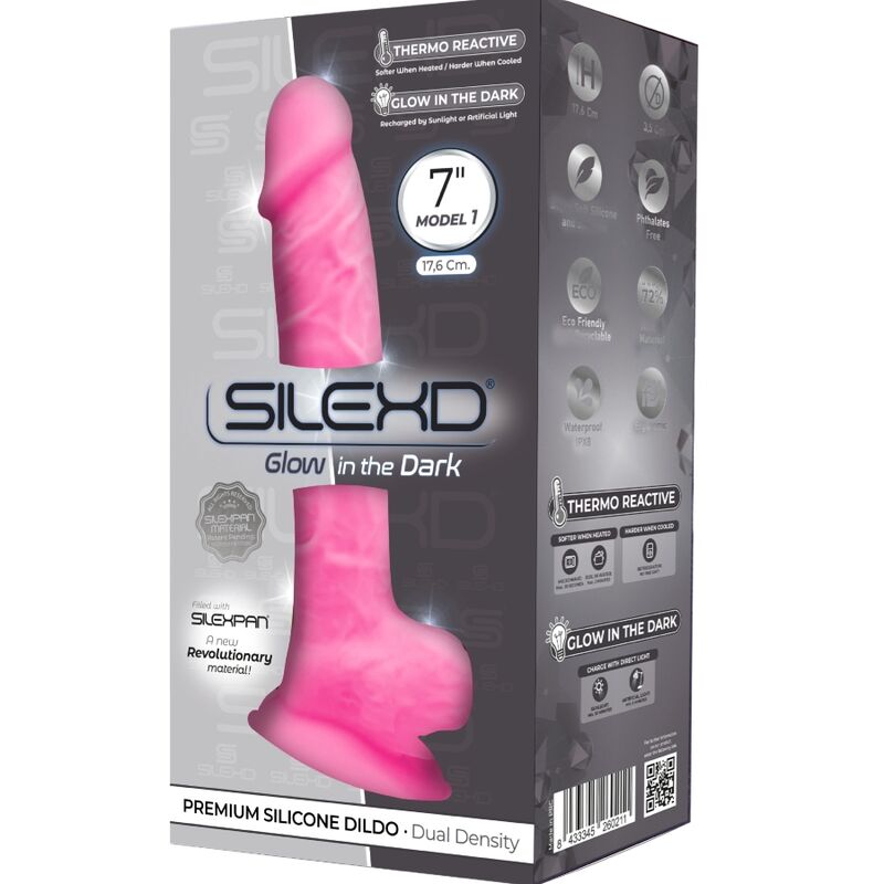 SILEXD MODELO 1 PeNIS REALISTA PREMIUM SILICONE SILEXPAN ROSA FLUORESCENTE 175 CM