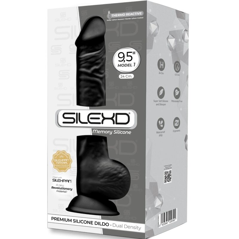 SILEXD MODELO 1 PeNIS REALiSTICO PREMIUM SILEXPAN SILICONE PRETO 24 CM