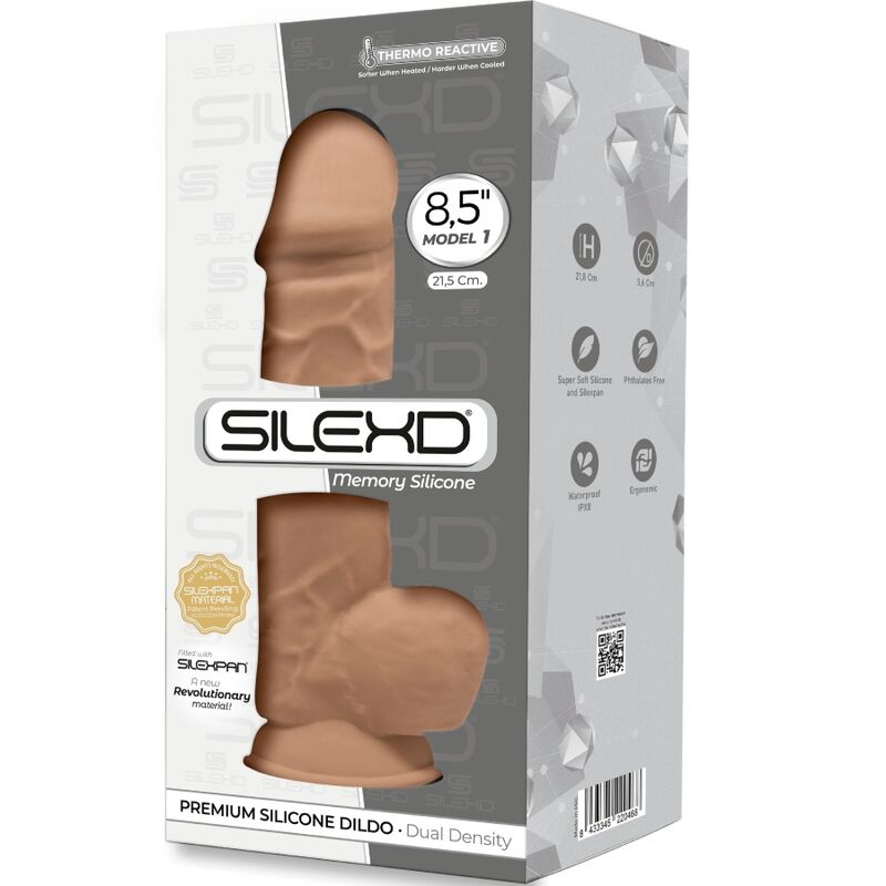 SILEXD MODELO 1 PeNIS REALiSTICO PREMIUM SILEXPAN SILICONE CARAMELO 215 CM