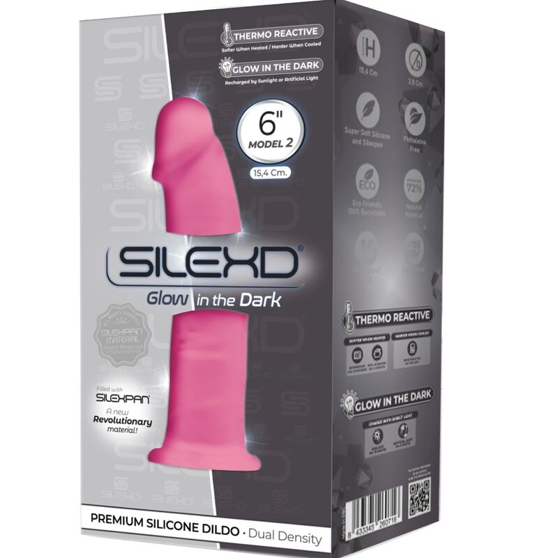 SILEXD MODELO 2 PeNIS REALISTA PREMIUM SILEXPAN SILICONE FLUORESCENTE ROSA 15 CM