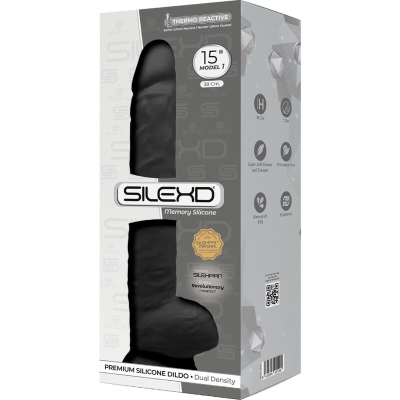 SILEXD MODELO 1 PeNIS REALiSTICO PREMIUM SILEXPAN SILICONE PRETO 38 CM