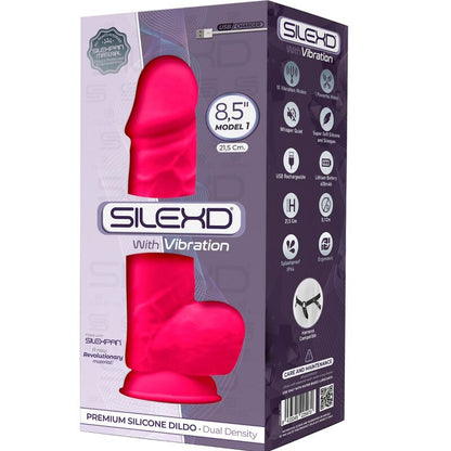 SILEXD MODELO 1 VIBRADOR DE PeNIS REALiSTICO SILICONE PREMIUM SILEXPAN FuCSIA 215 CM