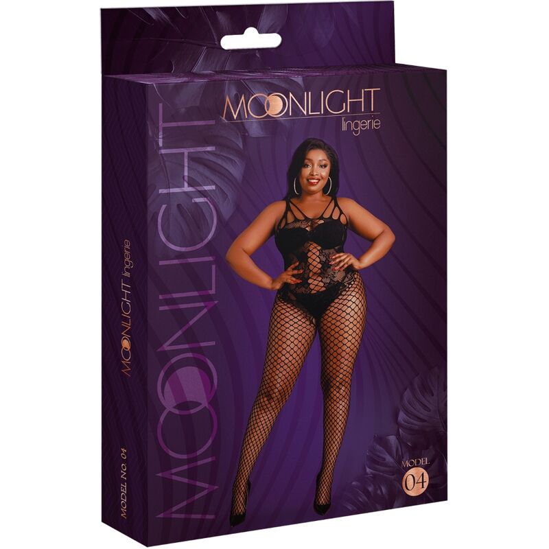 MOONLIGHT MODELO 4 BODYSTOCK PRETO PLUS SIZE