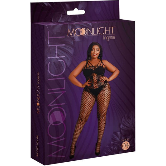 MOONLIGHT MODELO 4 BODYSTOCK PRETO PLUS SIZE