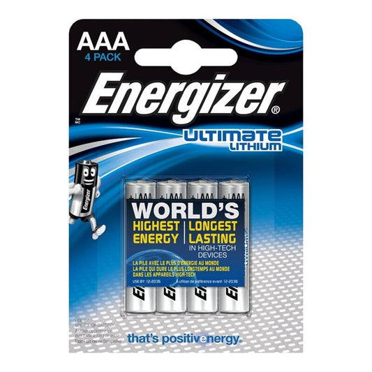 ENERGIZADOR ULTIMATE LITHIUM LITHIUM BATTERY AAA L92 LR03 15V BLISTER 4