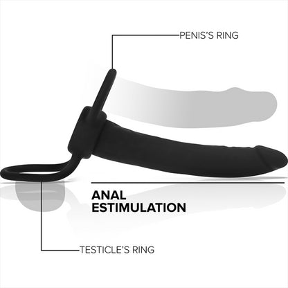 MYTHOLOGY COBI ONYX DILDO ANAL CON ANILLOS PARA PENE Y TESTiCULOS 13 CM