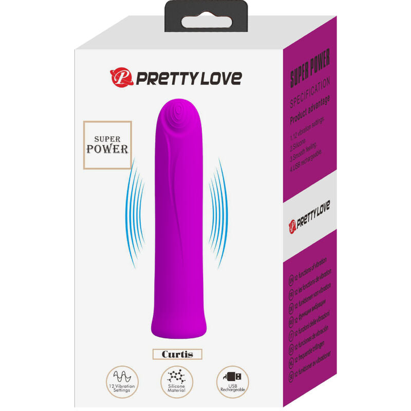 PRETTY LOVE VIBRADOR CURTIS MINI SUPER POWER 12 VIBRAoES DE SILICONE VIOLETA