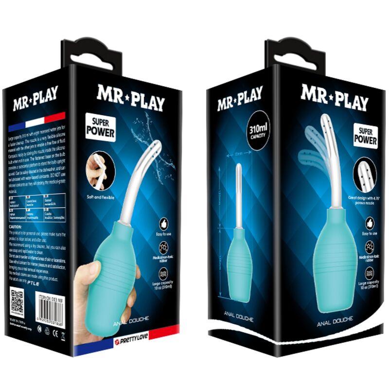 MR PLAY CHUVEIRO DE BORRACHA ANAL PEAR AZUL