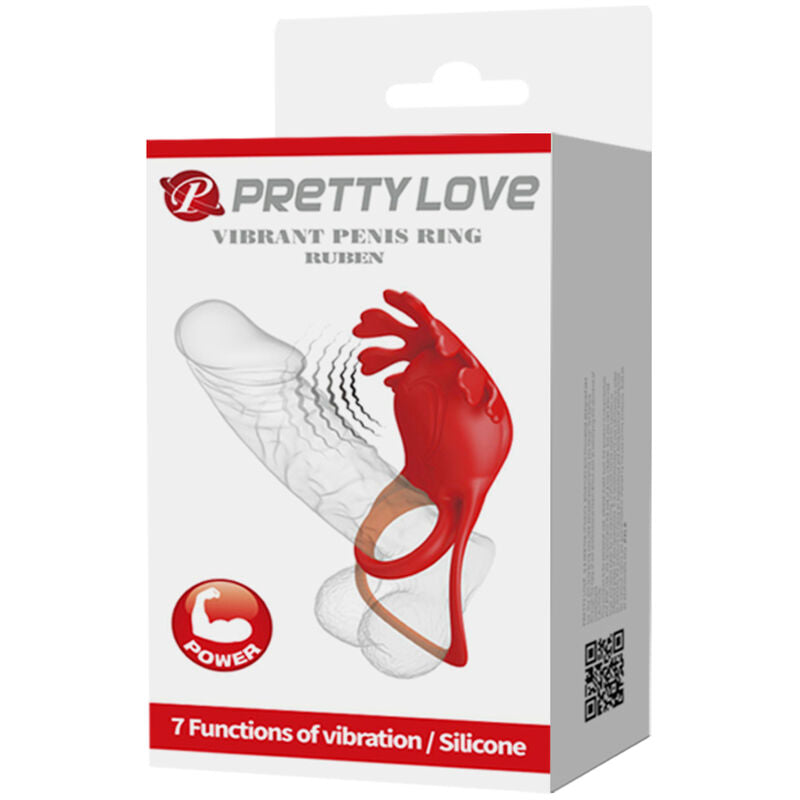 PRETTY LOVE ANEL VIBRADOR RUBEN 7 VIBRAoES SILICONE VERMELHO