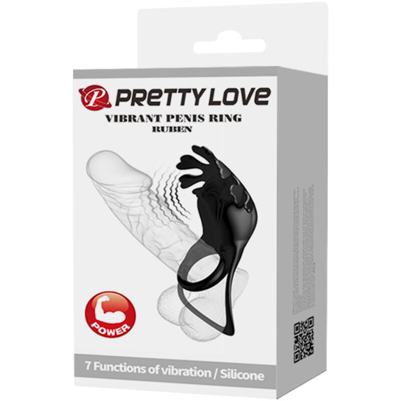 PRETTY LOVE ANEL VIBRADOR RUBEN 7 VIBRAoES SILICONE PRETO