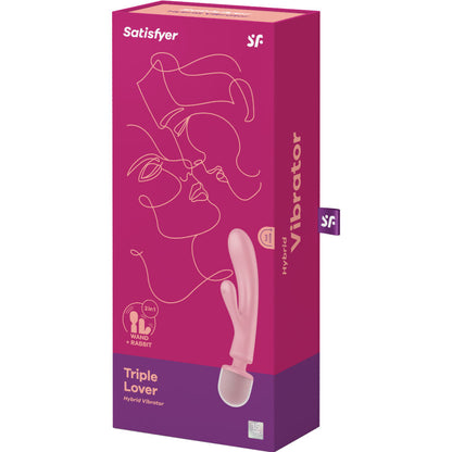 SATISFYER TRIPLE LOVER RABBIT VIBRADOR MASSAGER ROSA